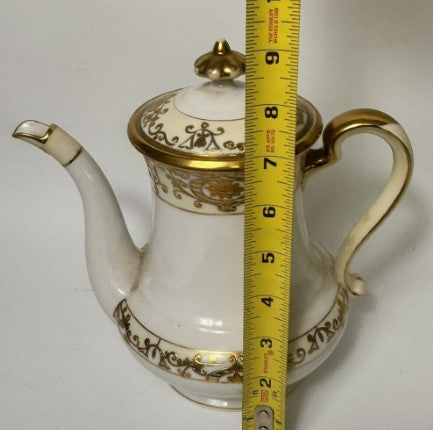 Noritake  Coffee Pot #175  white with gold 9 Inches (READ)