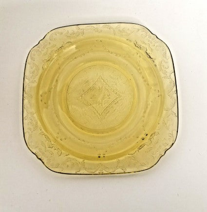 Federal Glass Madrid Bread Plates Yellow Depression  Glass Set of 7