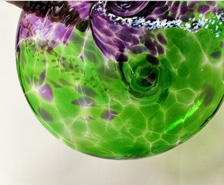 Kitras vanglow Ball, 3 inches green and purple Glass Handblown