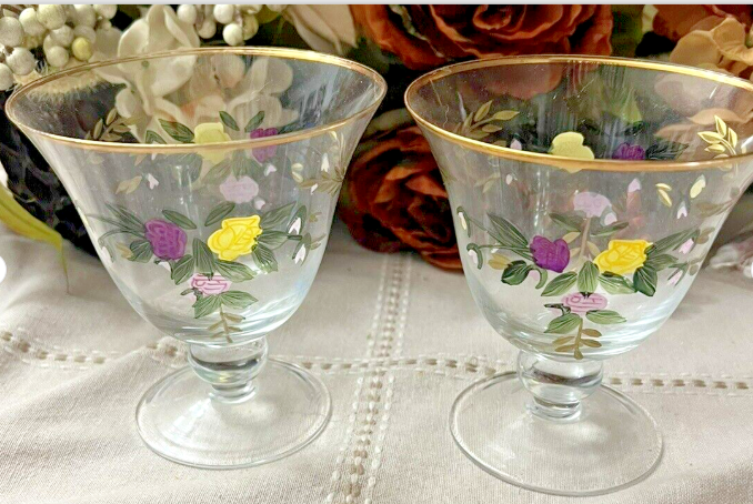 Wine Glasses - Old Country Roses (Hand painted, Gold Trim) by Royal Albert