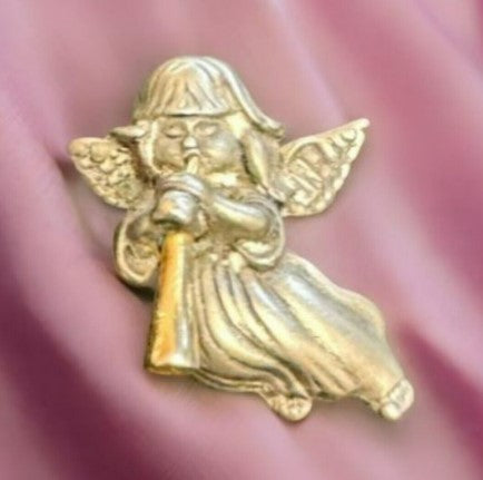 Brooch  Angel silvertone  1.25 inches Christmas