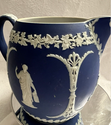 WEDGWOOD dark blue JASPERWARE CREAMER Classical Figure 19thC