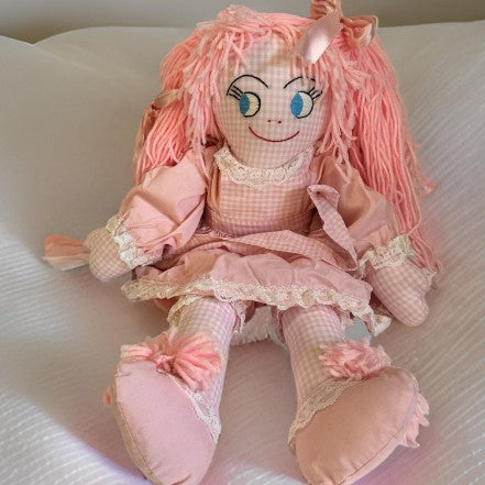 Pink handmade gingham ragdoll 24 Inches