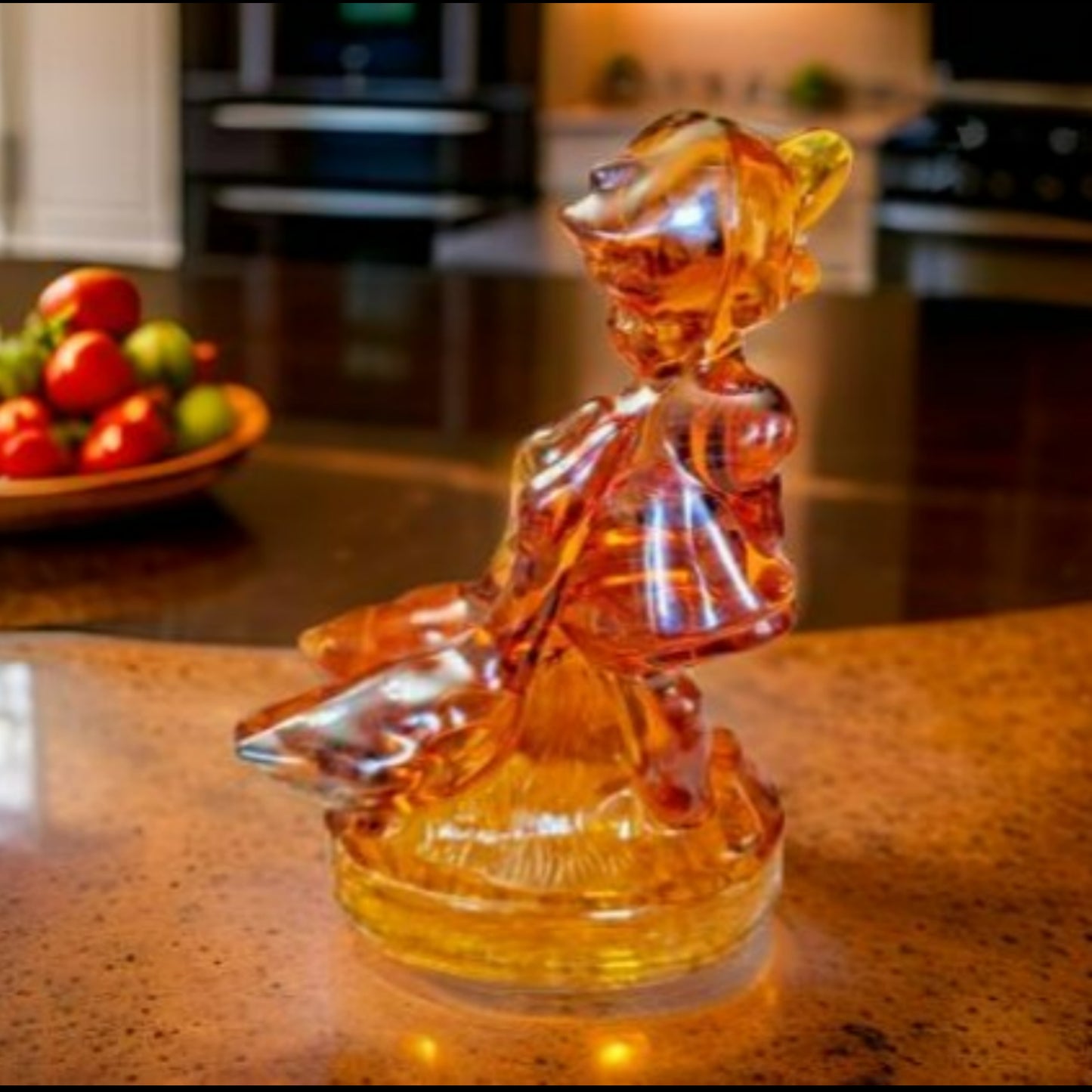 LE Smith GOOSE GIRL Hummel style Amber Glass 6" figurine